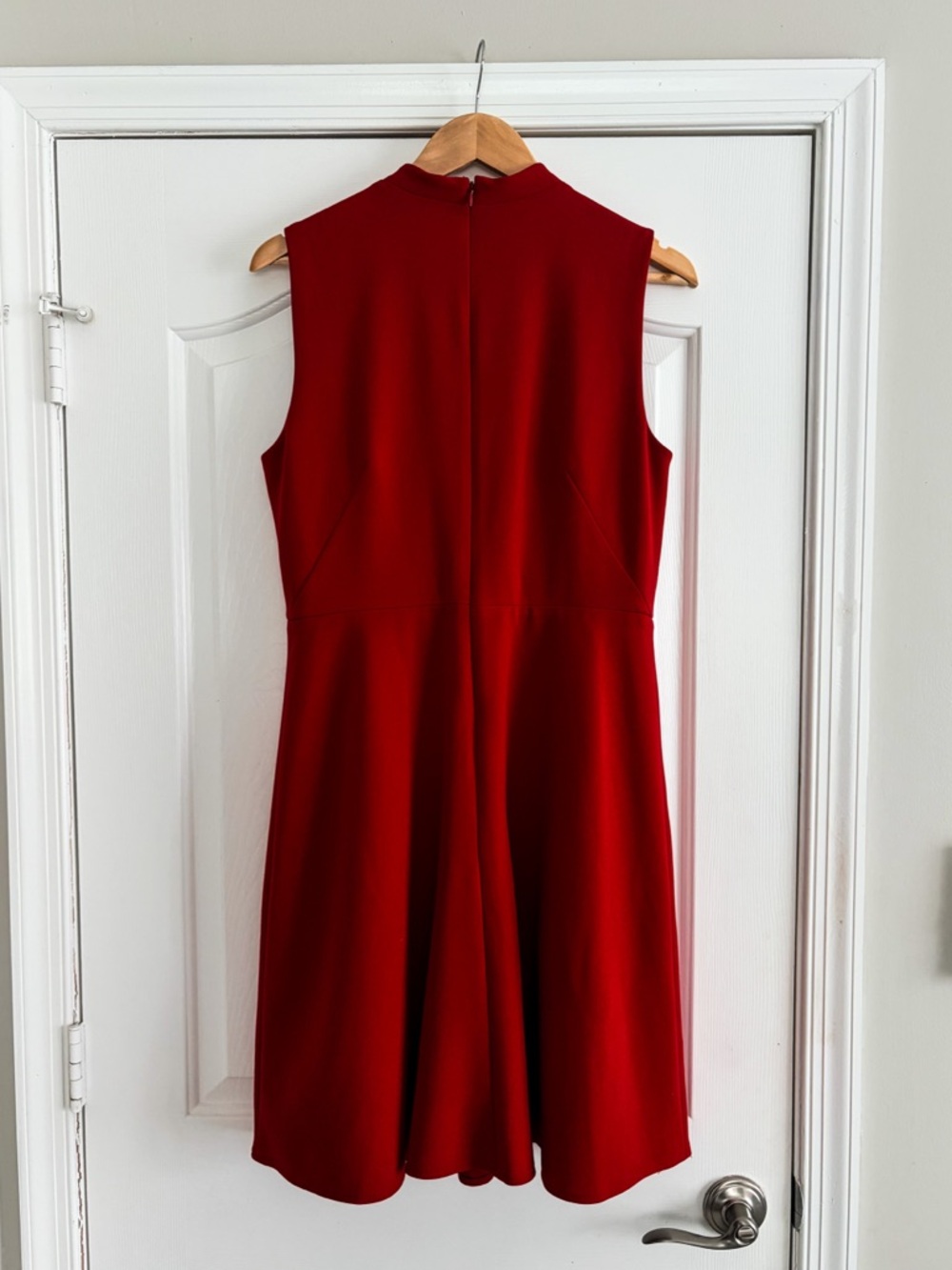 Liz Claiborne Red Sleeveless Bow Mock Neck Fit & Flare Dress - Size 10 - Picture 2 of 7